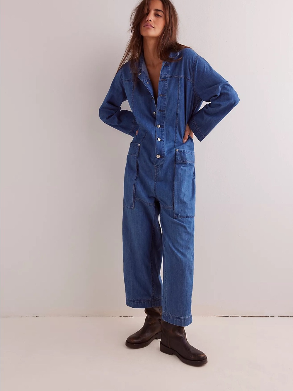 We The Free Margarita Jumpsuit denim blue free people